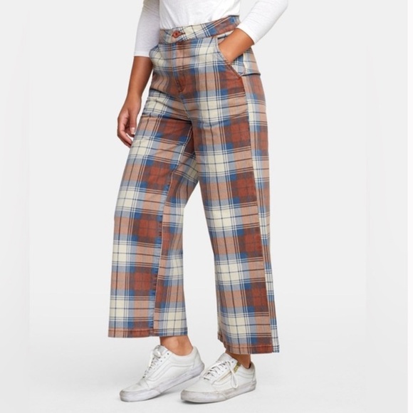 RVCA Plaid Wide-Leg Pants - Picture 1 of 4